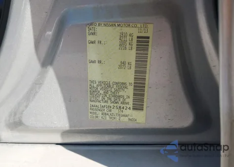 2014 Nissan Altima 2.5 Sl из США, поврежденный, VIN 1N4AL3AP1EN258424